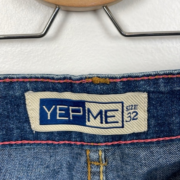 YEPME Jeans Mens Size 32 Relaxed 5 Pocket Slim Fit Blue Tapered Ankle Jeans Pant - Picture 7 of 7